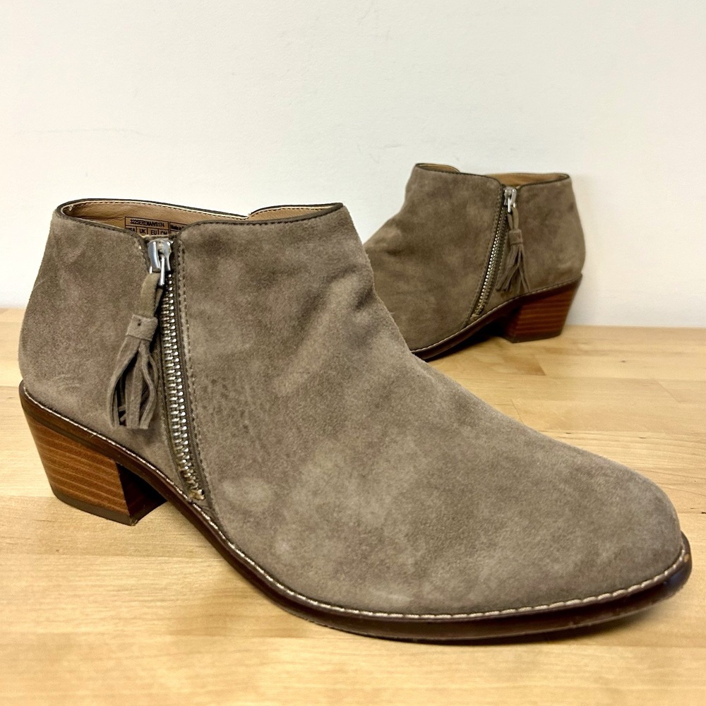 Vionic Suede Ankle Boots Sz 9.5 Serena Taupe Comfort Boho Western Rodeo Capsule